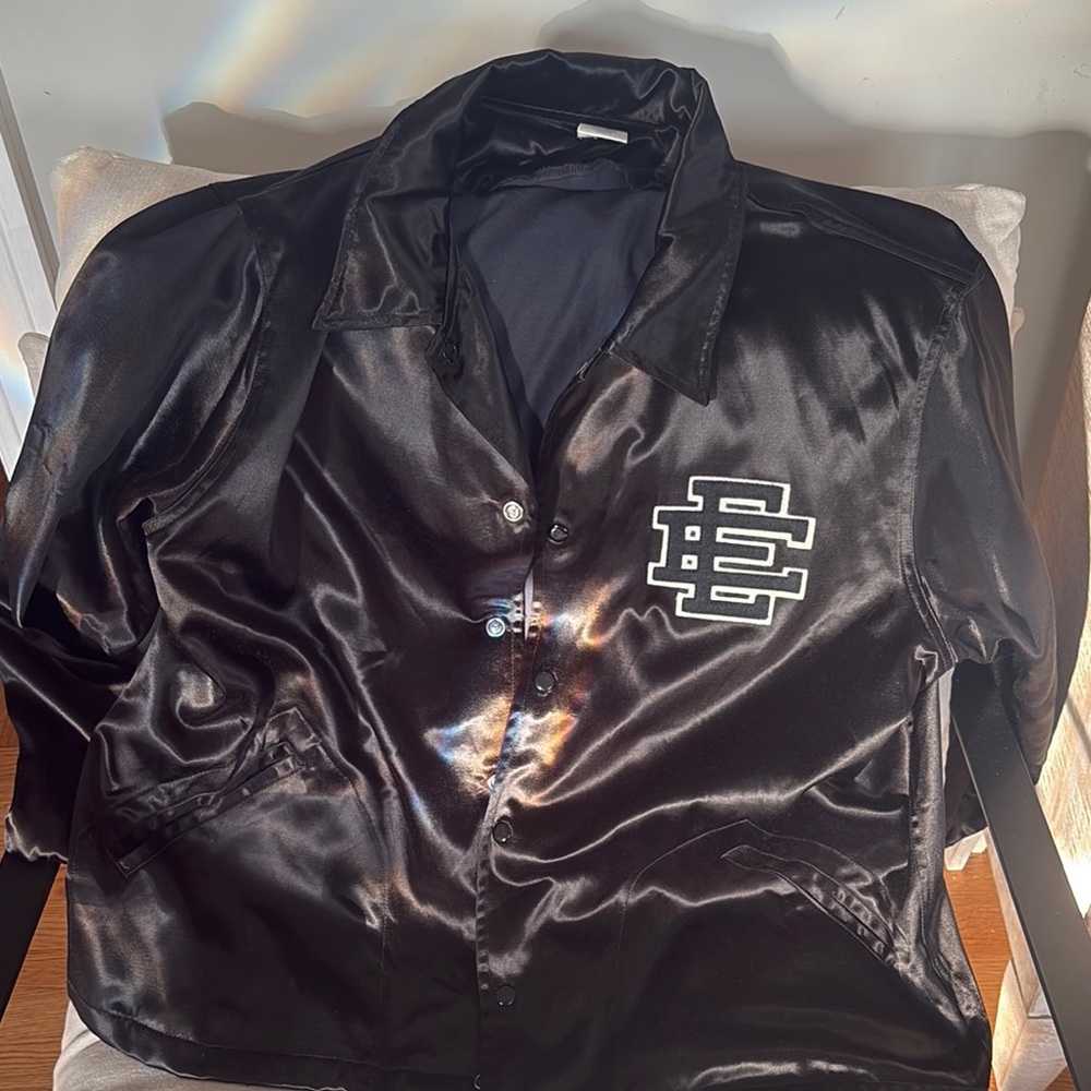 Eric Emanuel Black Satin Jacket with Logo